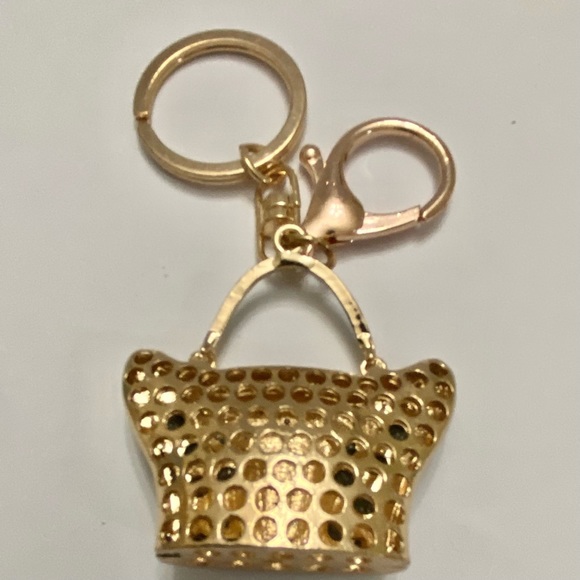 Black Enamel Rhinestone Handbag Charm-Key Chain - Picture 10 of 10